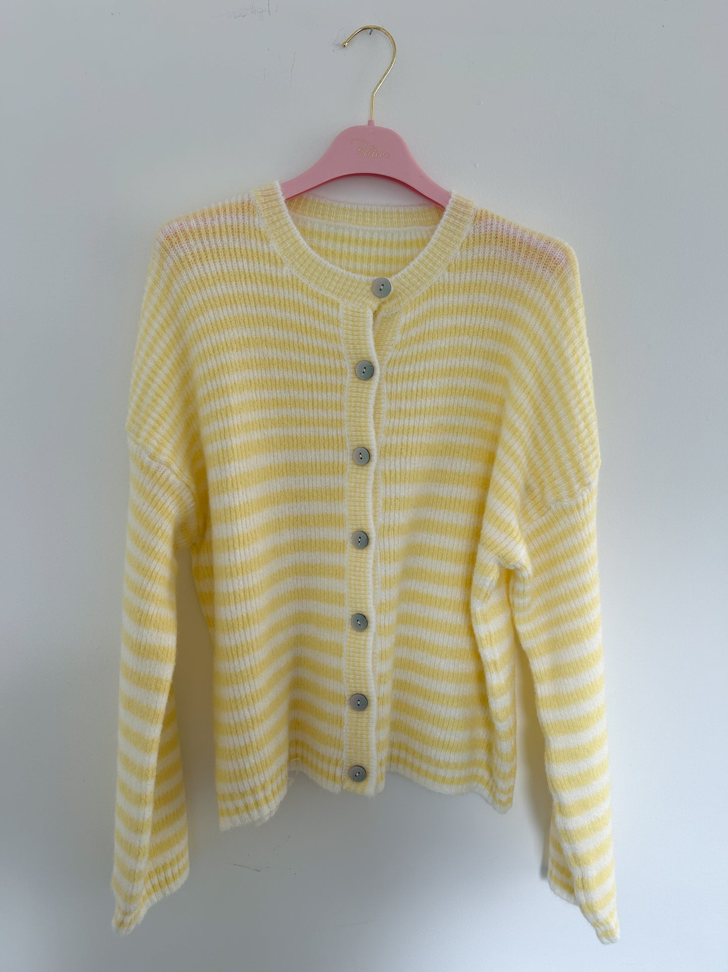 Strickjacke gestreift gelb weiß