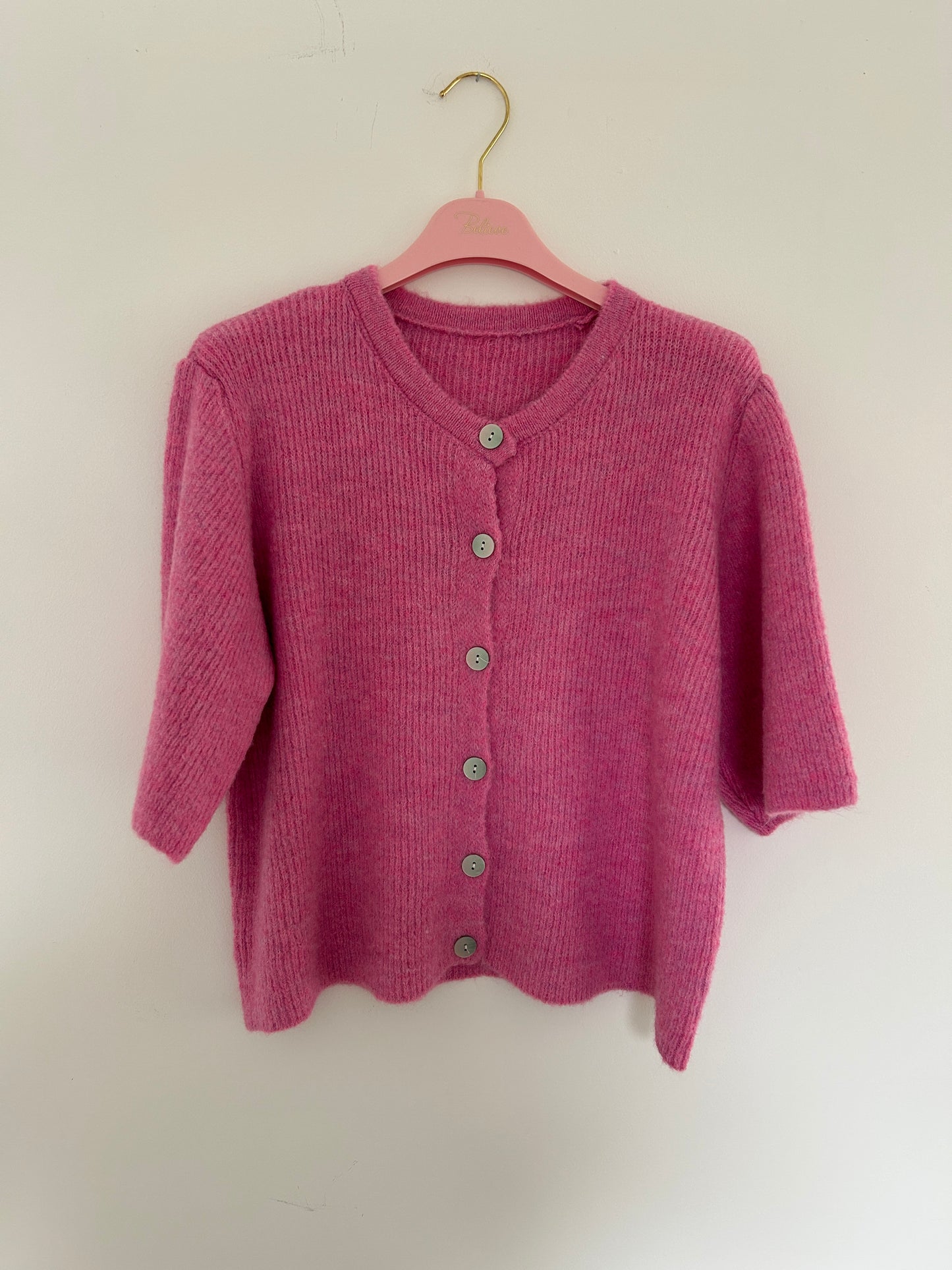 Strickjacke kurzärmlig rosa