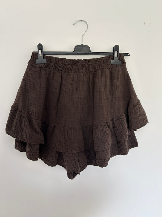 Musselin Skort braun