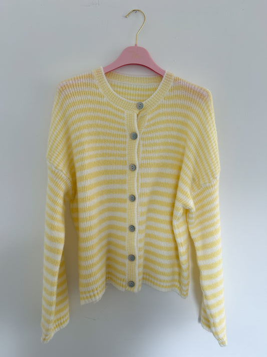Strickjacke gestreift gelb weiß