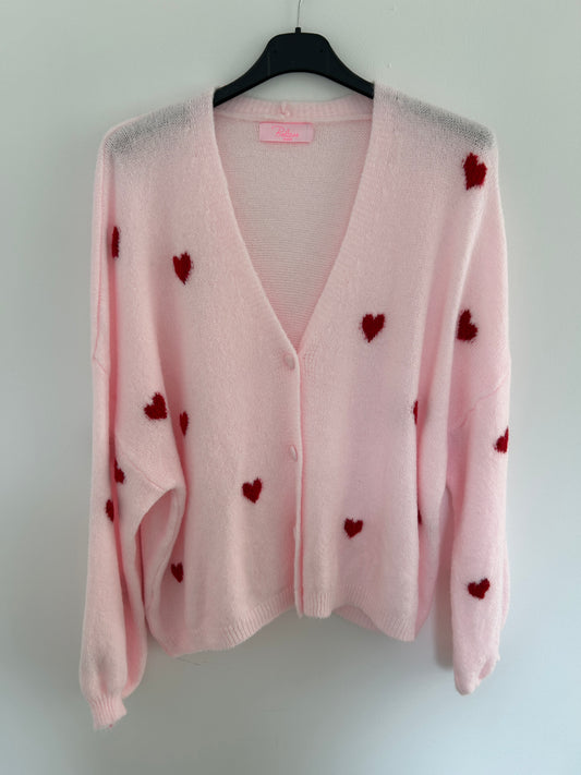 Strickjacke rosa Herzchen
