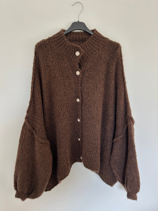 Oversized Cardigan schokobraun