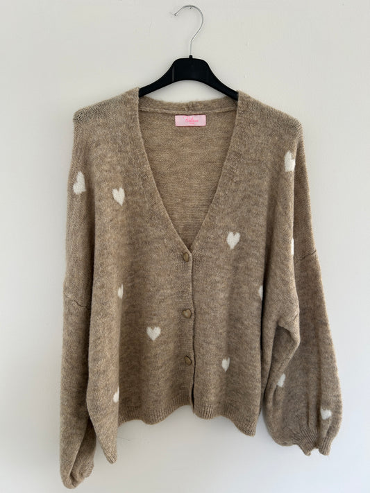 Strickjacke Herzchen braun