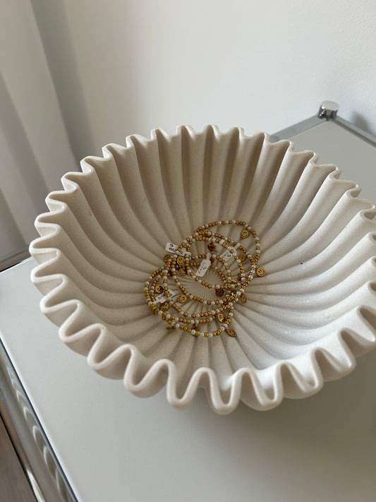 Perlenarmband Smiley weiß gold