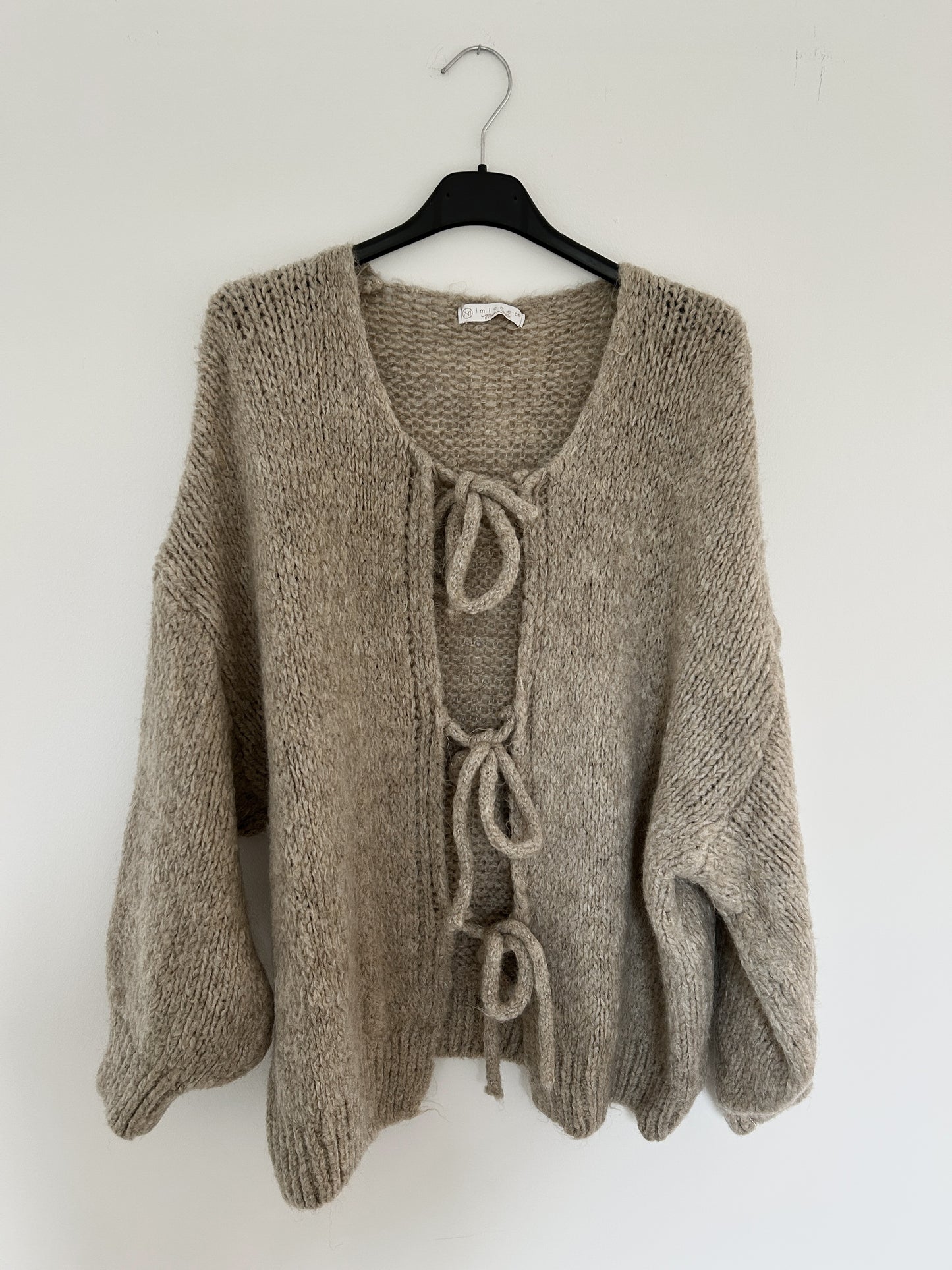 Schleifen Cardigan beige